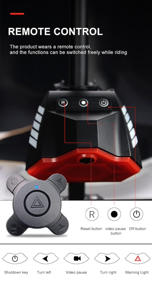 lampu belakang kamera sepeda remote control dengan sinyal belok