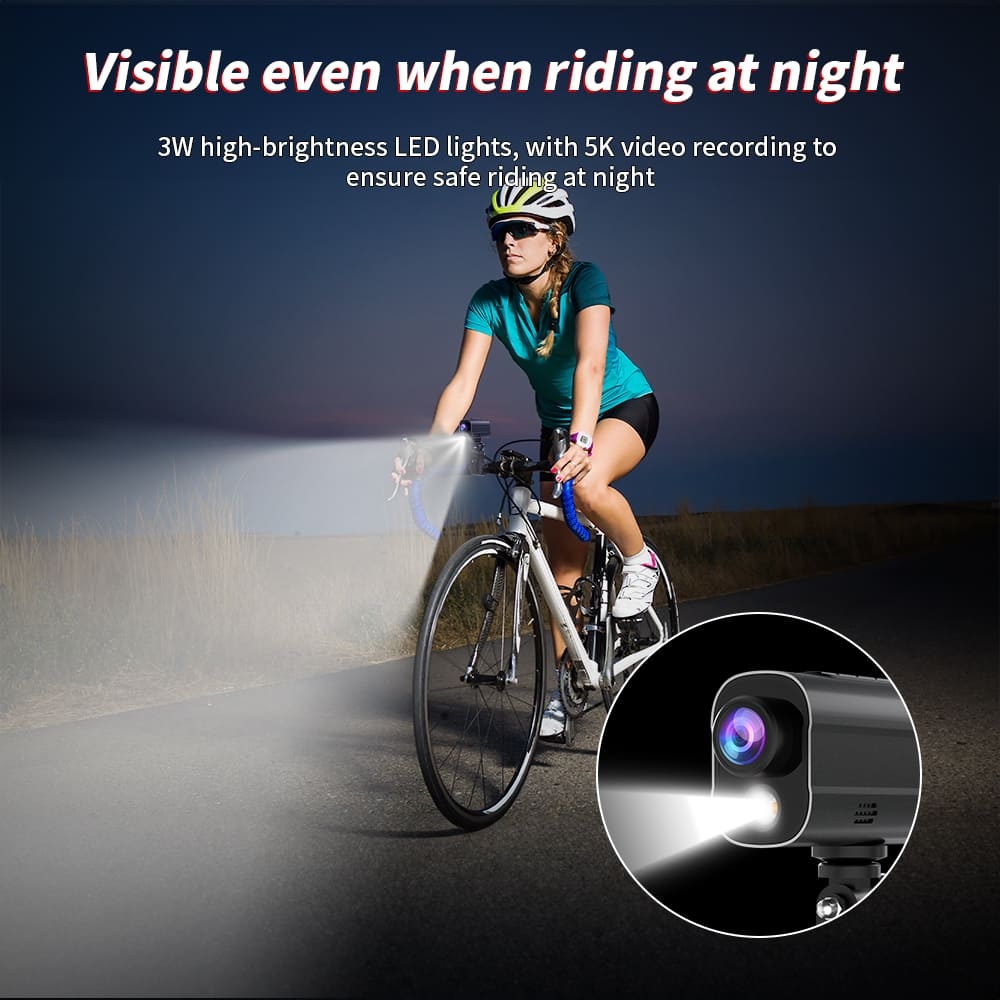 Kamera aksi untuk sepeda dengan lampu led wifi