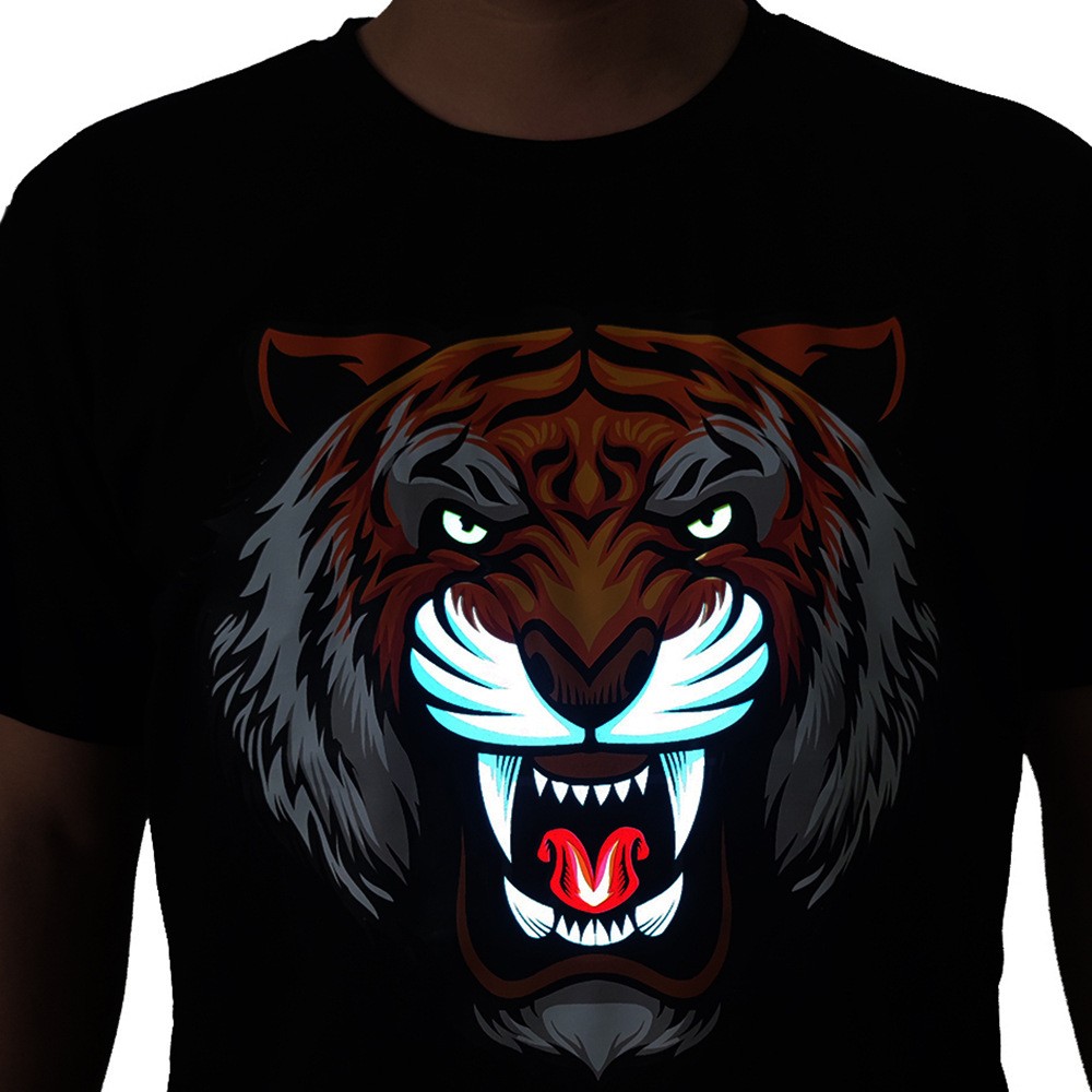 t-shirt tiger led lampu berkedip tshirt