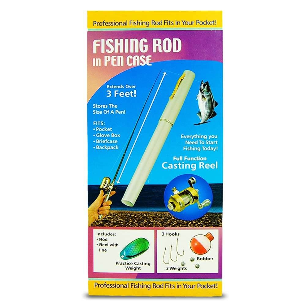 Pancing pena mini untuk memancing dengan gulungan dalam pena - teleskopik hingga 1 meter
