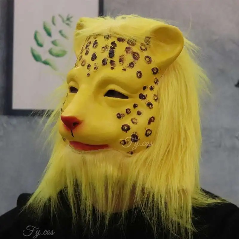 masker lateks silikon wajah macan tutul untuk kepala