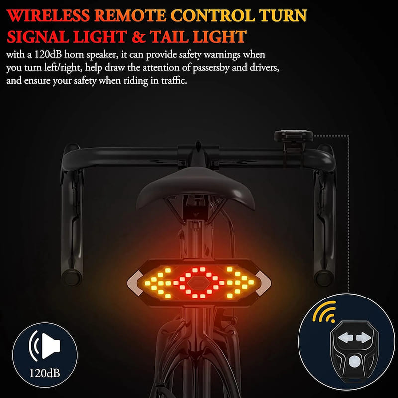 lampu belakang sepeda dengan sinyal belok untuk lampu belakang sepeda nirkabel dengan pengontrol