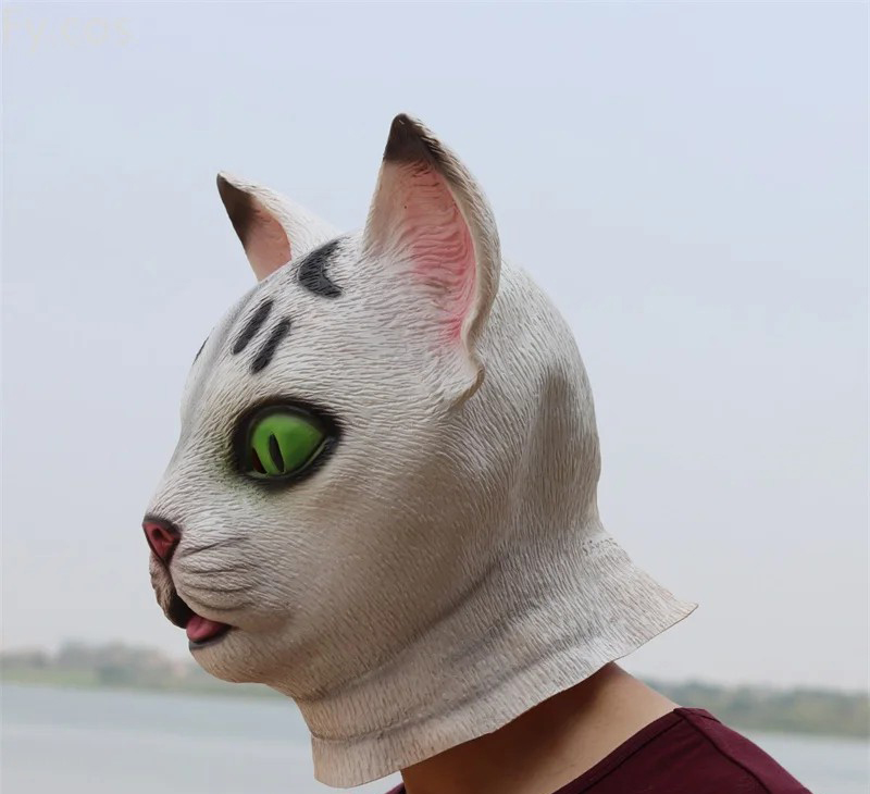 masker kepala wajah silikon kucing