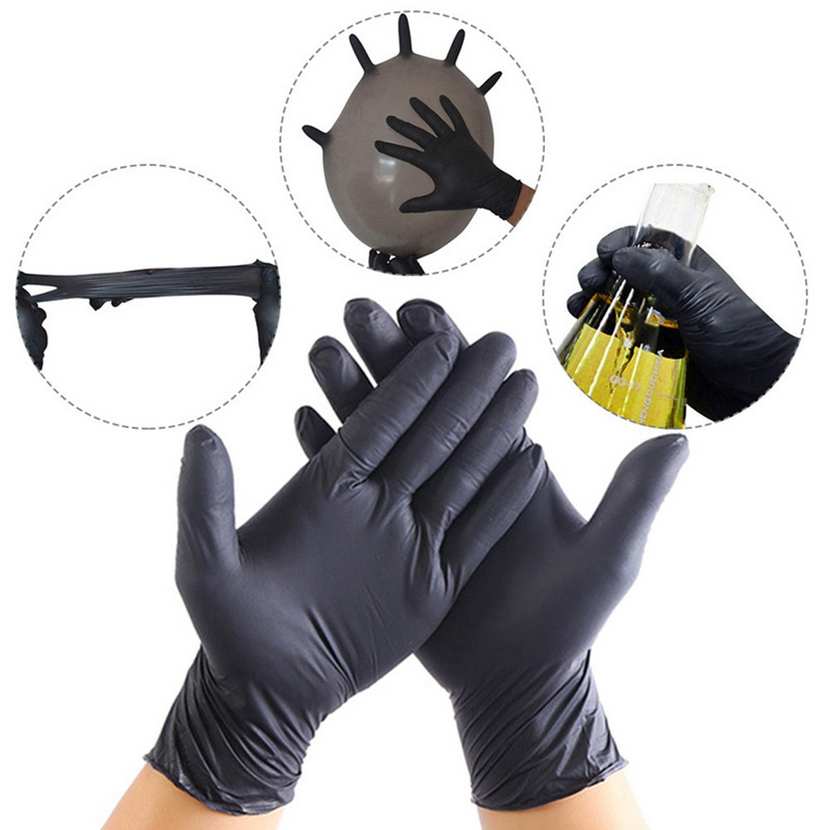 sarung tangan karet pelindung nitril hitam
