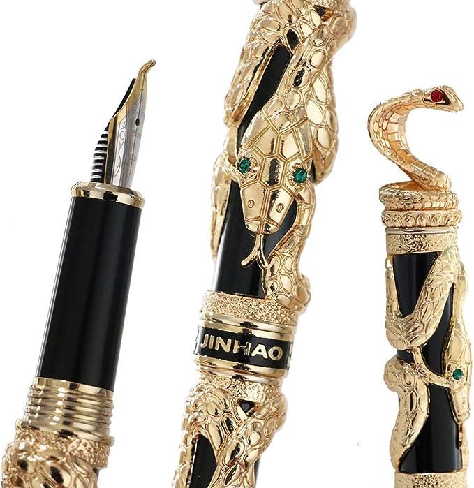 pena emas dihiasi dengan pena tinta ular kobra