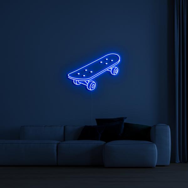 Tanda neon LED bercahaya 3D di dinding - skateboard
