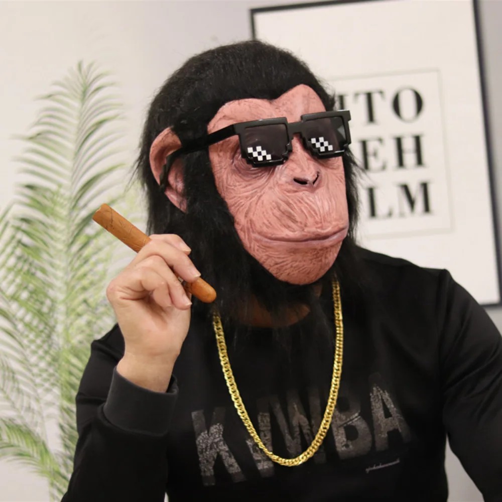 masker simpanse masker lateks silikon wajah monyet untuk kepala