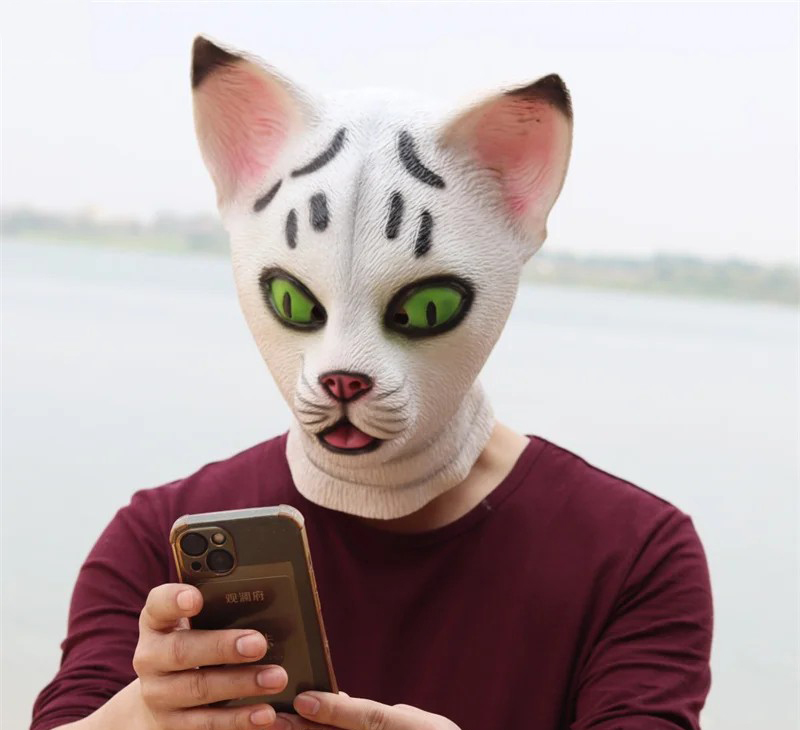 masker kucing lateks silikon kepala wajah