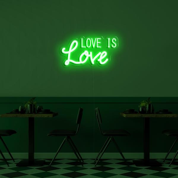 Logo LED neon 3D di dinding - Love is Love dengan dimensi 50 cm