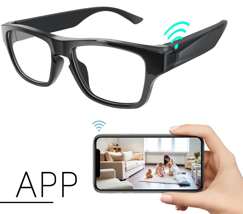 kacamata mata-mata dengan aliran wifi kamera hd melalui ponsel