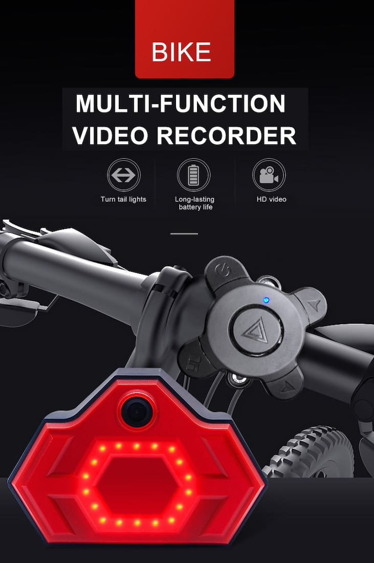 Lampu sepeda dengan kamera - lampu belakang dengan indikator