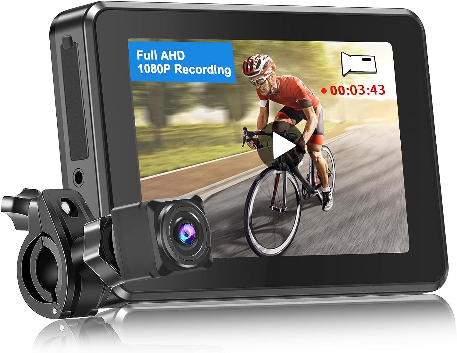 kamera tampak belakang sepeda dengan rekaman
