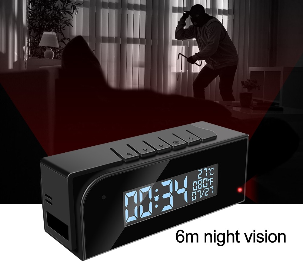 kamera mata-mata dengan jam alarm night vision