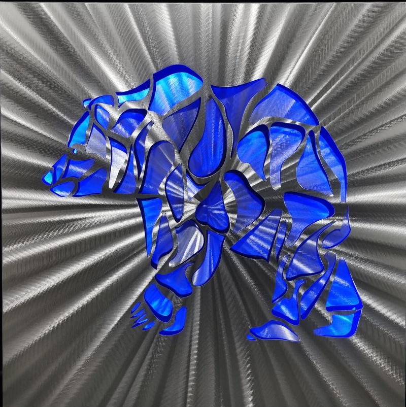 beruang kutub - lukisan logam abstrak LED 3D aluminium