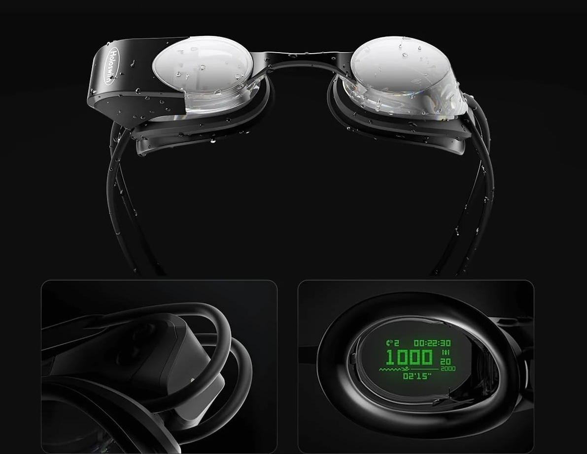 kacamata renang pintar untuk berenang realitas virtual dengan tampilan
