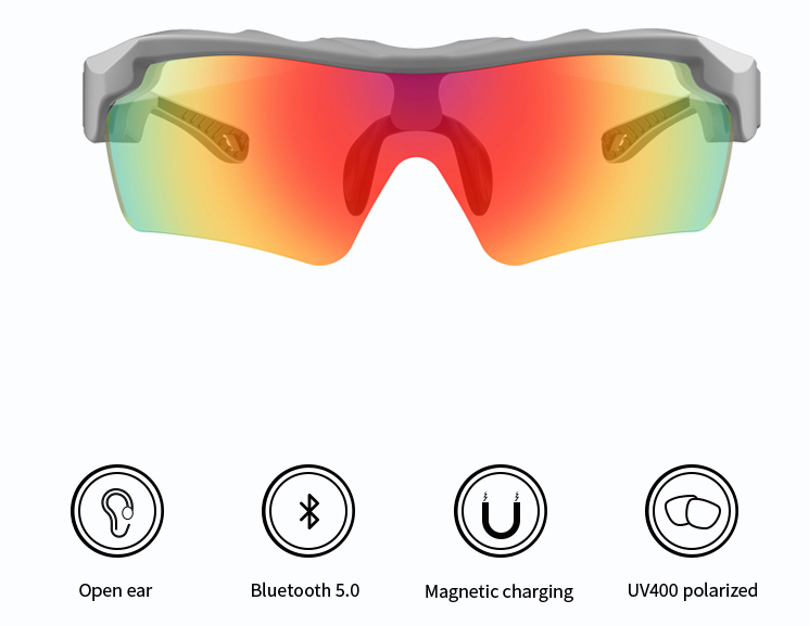 Kacamata sepeda pintar untuk olahraga dengan dukungan bluetooth