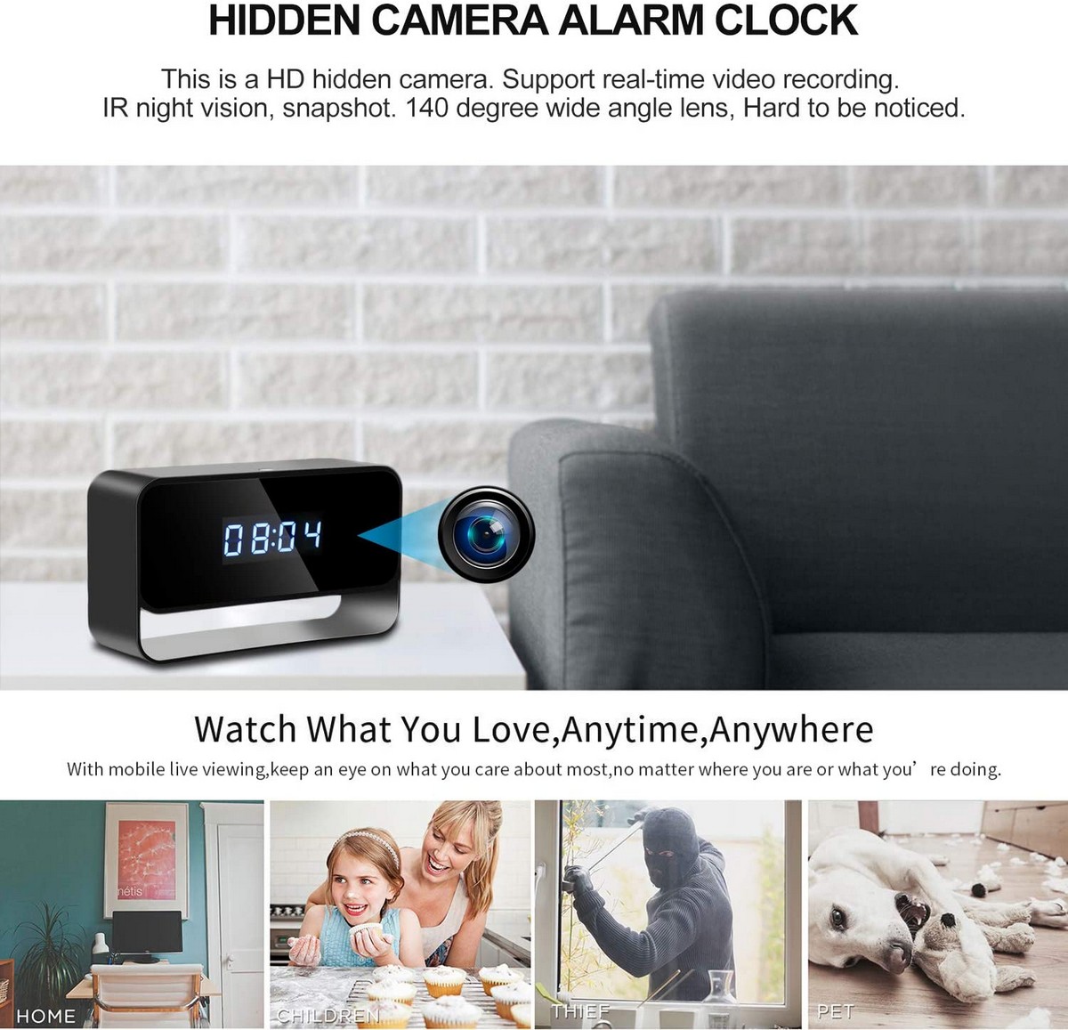 kamera wifi ke apartemen tersembunyi di jam alarm