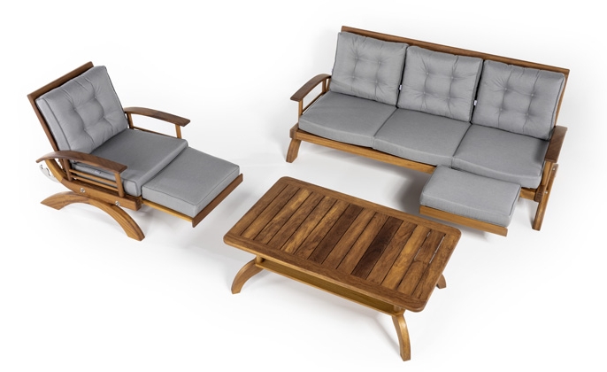 Set taman kayu furnitur modern untuk teras
