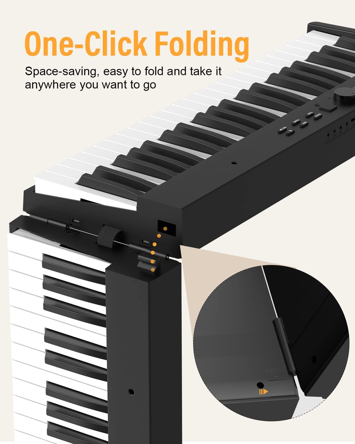 Piano MIDI lipat portabel