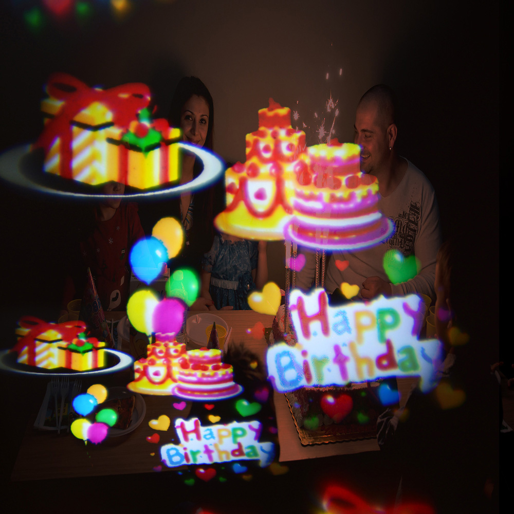 party fun dipimpin proyektor untuk proyeksi perayaan balon selamat ulang tahun