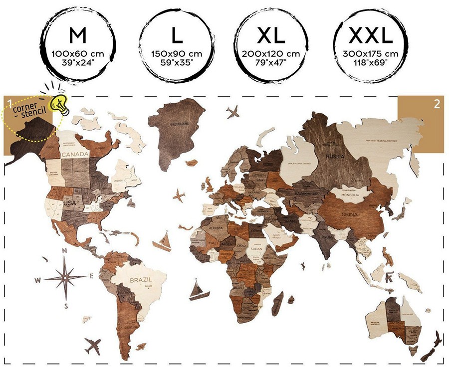 Peta dunia dinding 3d ukuran XL