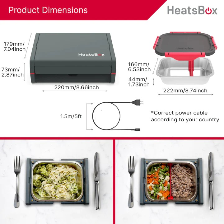 kotak makan siang untuk makanan heatsbox makanan yang dipanaskan dengan listrik pro