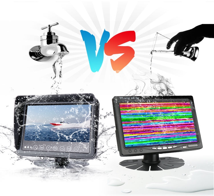 tahan air logam tahan air 7" monitor dengan perlindungan IP68 untuk mobil/mesin/perahu dll.