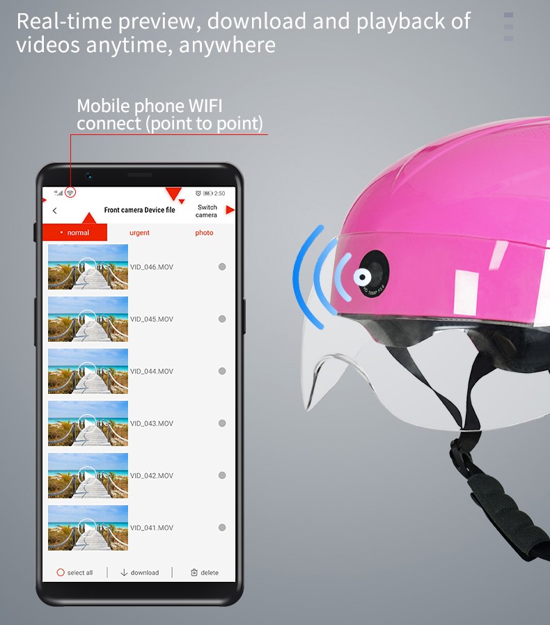 koneksi wifi kamera helm sepeda motor melalui aplikasi smartphone