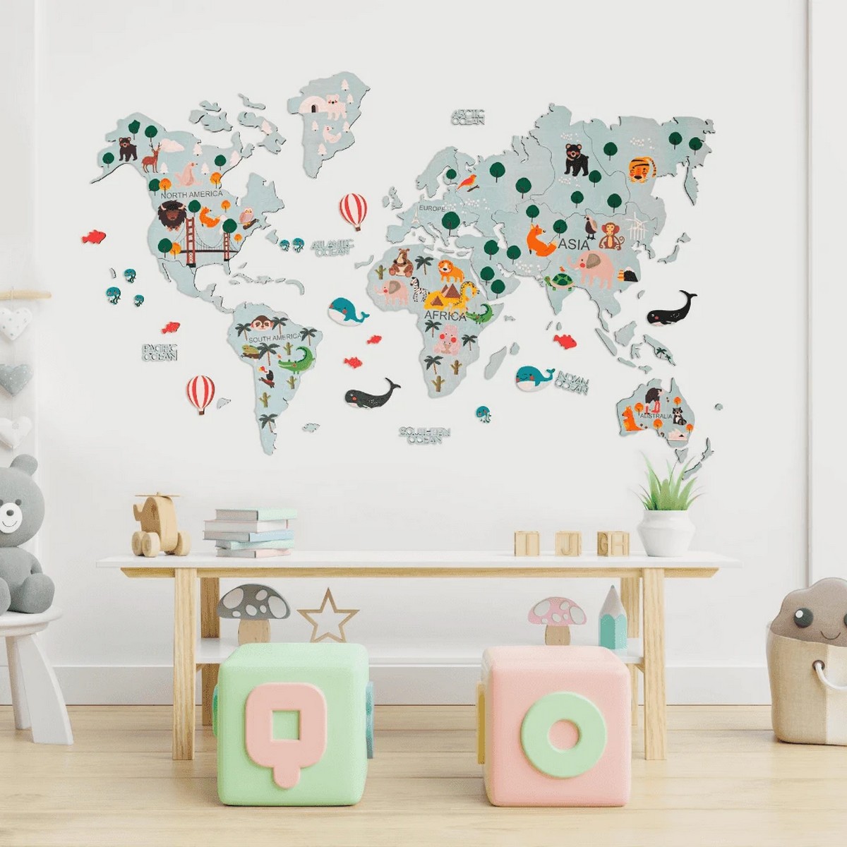 peta dunia anak-anak di dinding