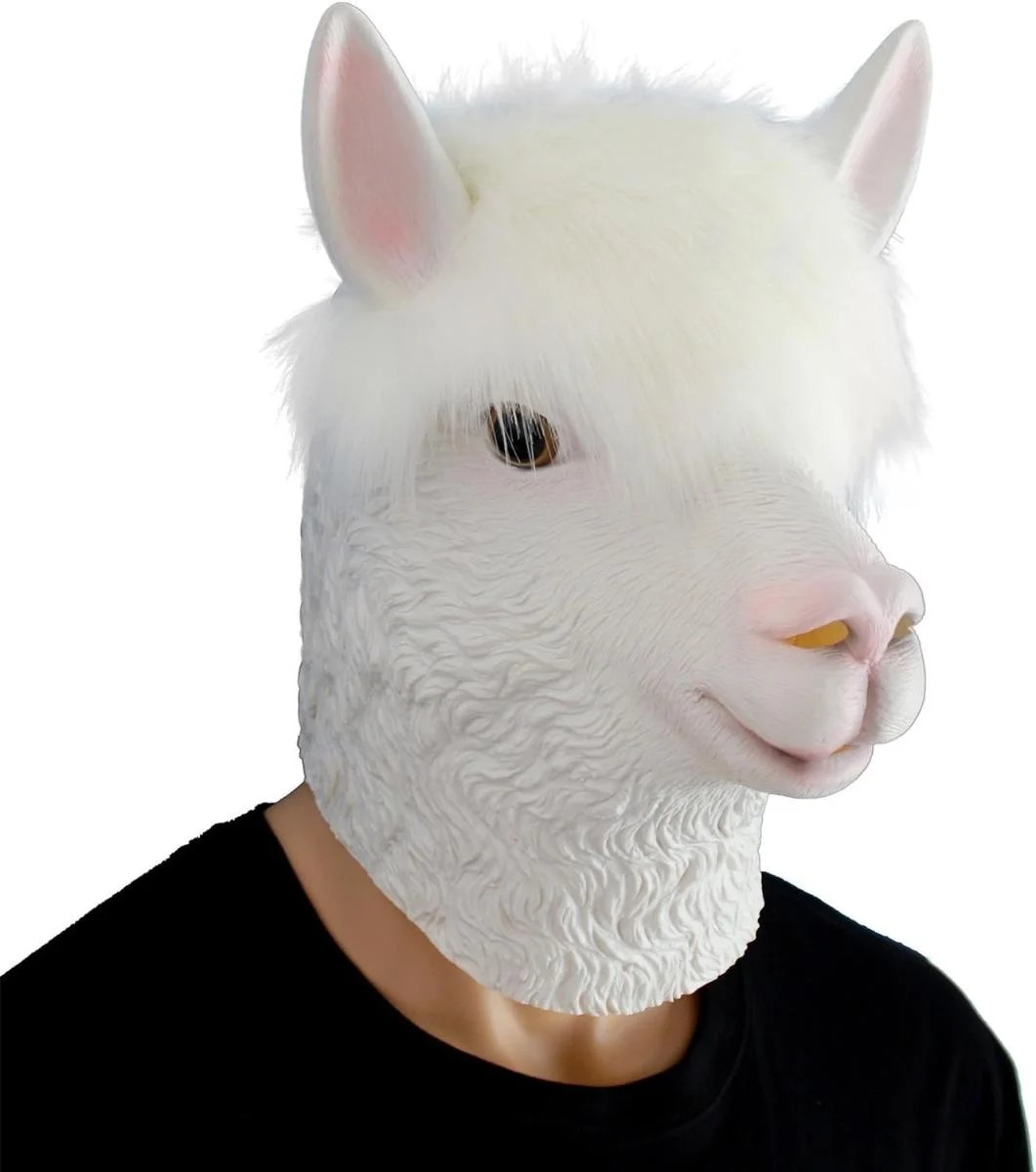 alpaca llama - masker wajah kepala lateks silikon
