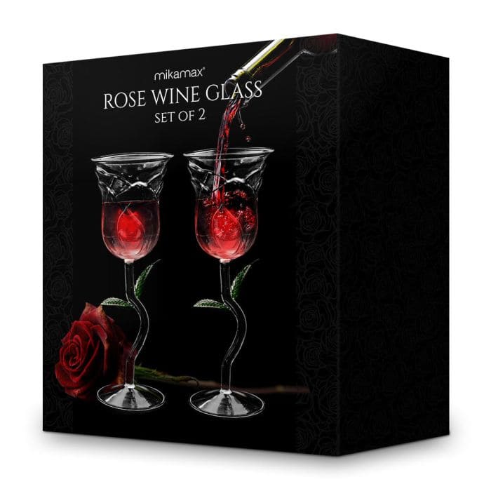 set gelas anggur mawar