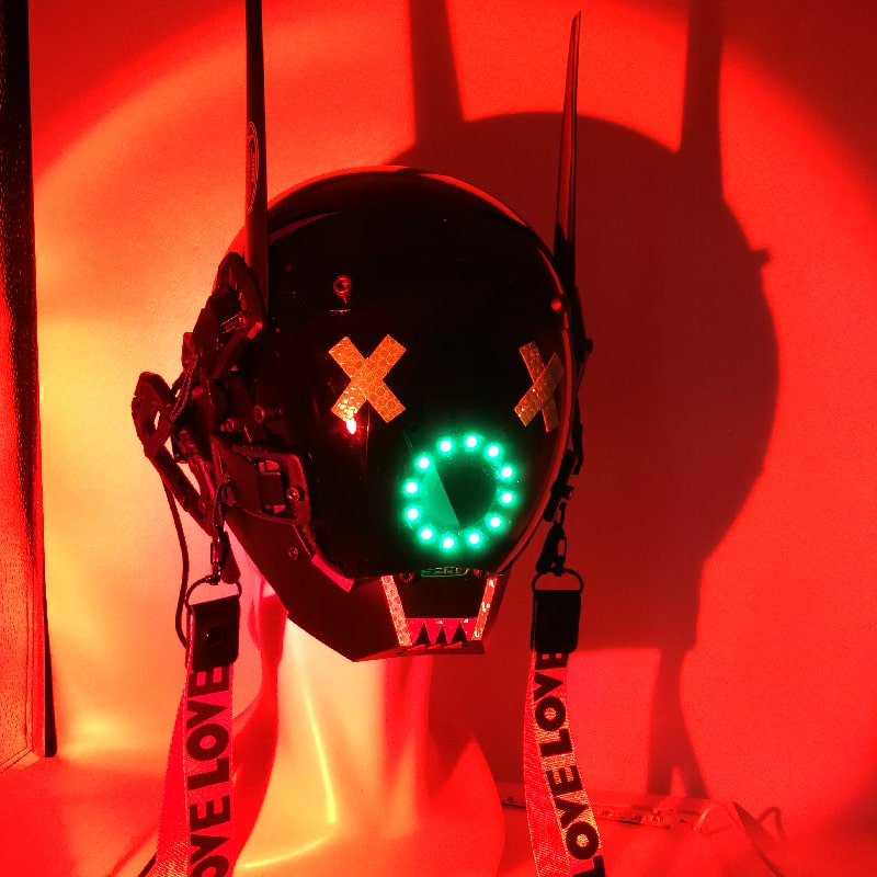 Helm topeng LED Cyberpunk bercahaya